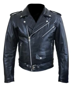 Biker Style Classic Black Heavy Leather Jacket