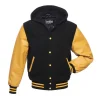 Black and Gold Hooded Varsity Jacket
