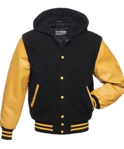 Black and Gold Hooded Varsity Jacket