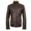 Brown Leather Bomber Jacket