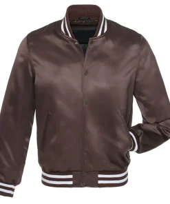 Brown Satin Varsity Jacket
