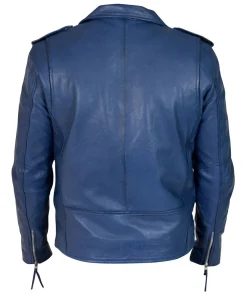 Alternative view of Classic Blue Biker Style Leather Jacket