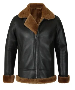 Classic Ginger Black B3 Bomber Aviator Shearling Jacket