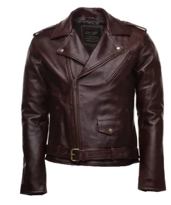 Elliot Oxblood Biker Leather Jacket