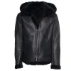 Felix Black Aviator Bomber Shearling Jacket