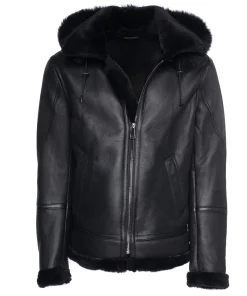 Felix Black Aviator Bomber Shearling Jacket