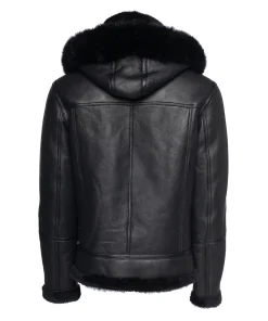 Alternative view of Felix Black Aviator Bomber Shearling Jacket