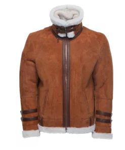 Alternative view of Hagan's Tan Aviator Suede Shearling Jacket