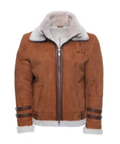 Hagan's Tan Aviator Suede Shearling Jacket