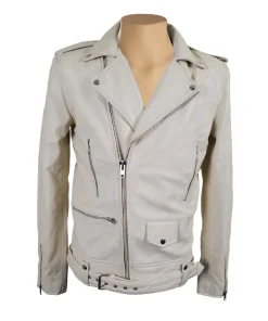 Holman's Cream Biker Leather Jacket