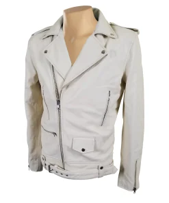 Alternative view of Holman's Cream Biker Leather Jacket