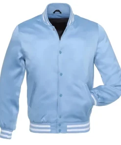 Light Blue Satin Varsity Jacket