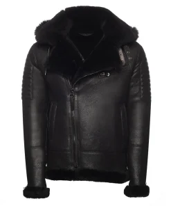 Lucas Black Aviator Bomber Shearling Jacket