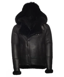 Alternative view of Lucas Black Aviator Bomber Shearling Jacket