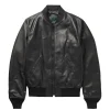 MA-1 Black Leather Bomber Jacket