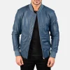 MA-1 Blue Bomber Leather Jacket