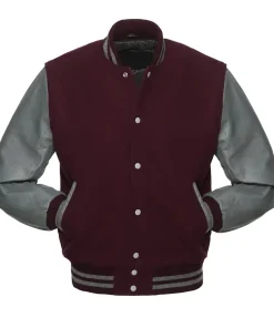 Alternative view of Maroon and Grey Varsity Jacket