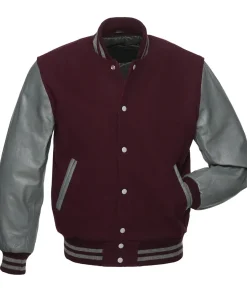Maroon and Grey Varsity Jacket
