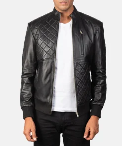 Moda Black Leather Bomber Jacket