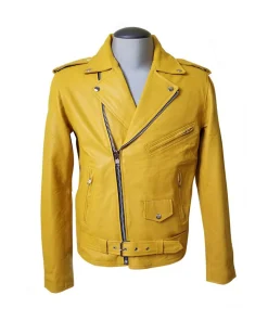 Olson's Yellow Biker Style Leather Jacket