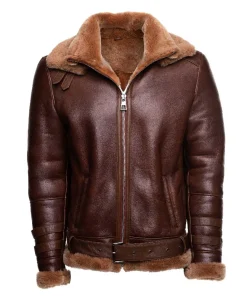 Phan's Brown Aviator Bomber Shearling Jacket