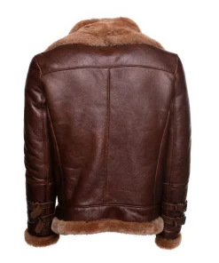 Alternative view of Phan's Brown Aviator Bomber Shearling Jacket