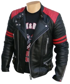 Rodger's Red and Black Biker Style Leather Jacket