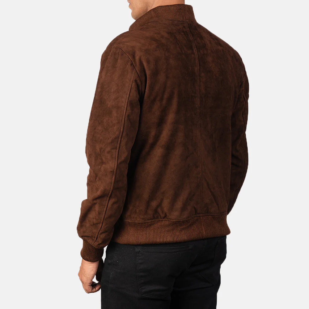 Shane Mocha Suede Bomber Jacket - Image 5