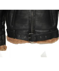 Alternative view of Viktor's Black Aviator Bomber Shearling Jacket