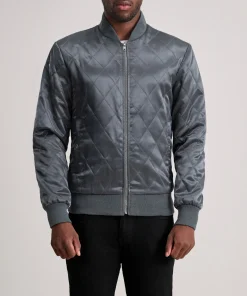Danson Quilted Grey Varsity Jacket