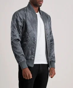 Alternative view of Danson Quilted Grey Varsity Jacket