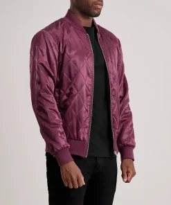 Alternative view of Danson Quilted Maroon Varsity Jacket