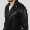 Ezra Black Quilted Lambskin Leather Jacket