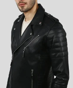 Ezra Black Quilted Lambskin Leather Jacket
