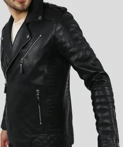 Alternative view of Ezra Black Quilted Lambskin Leather Jacket