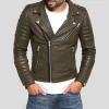 Mac Army Green Quilted Leather Jacket