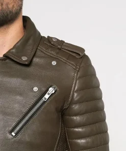 Alternative view of Mac Army Green Quilted Leather Jacket