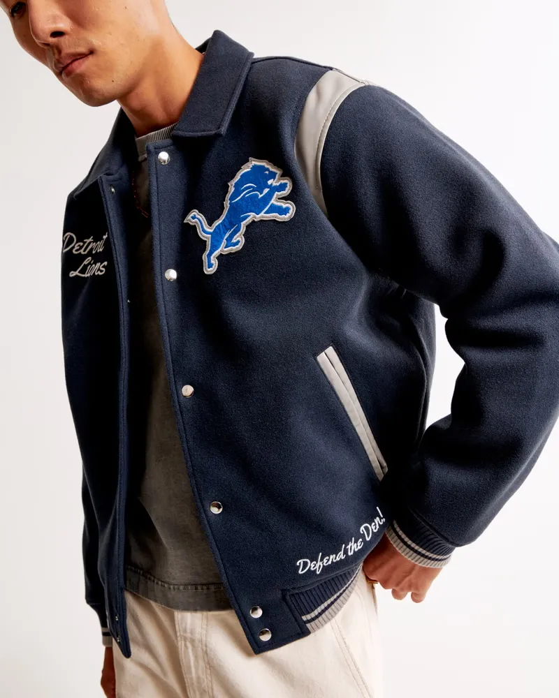 Abercrombie Detroit Lions Varsity Bomber Jacket - Image 3