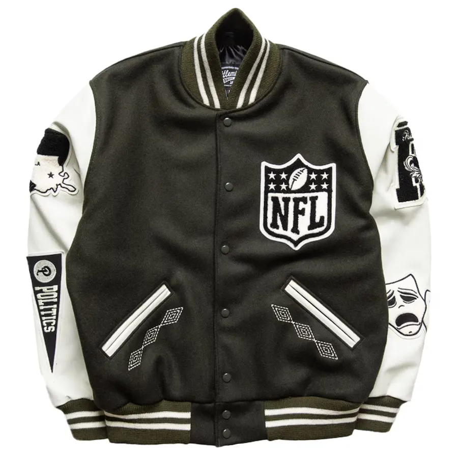 Men's Politics Olive NFL Origins Letterman Jacket - Image 2