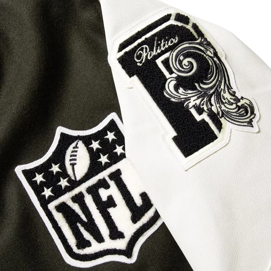 Men's Politics Olive NFL Origins Letterman Jacket - Image 5