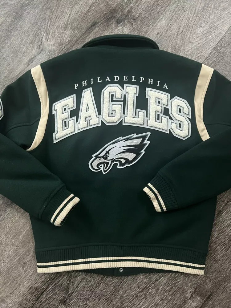 NFL Philadelphia Eagles Vintage Green Fly Varsity Jacket - Image 4