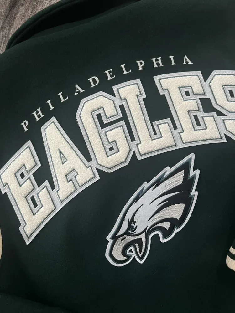 NFL Philadelphia Eagles Vintage Green Fly Varsity Jacket - Image 6