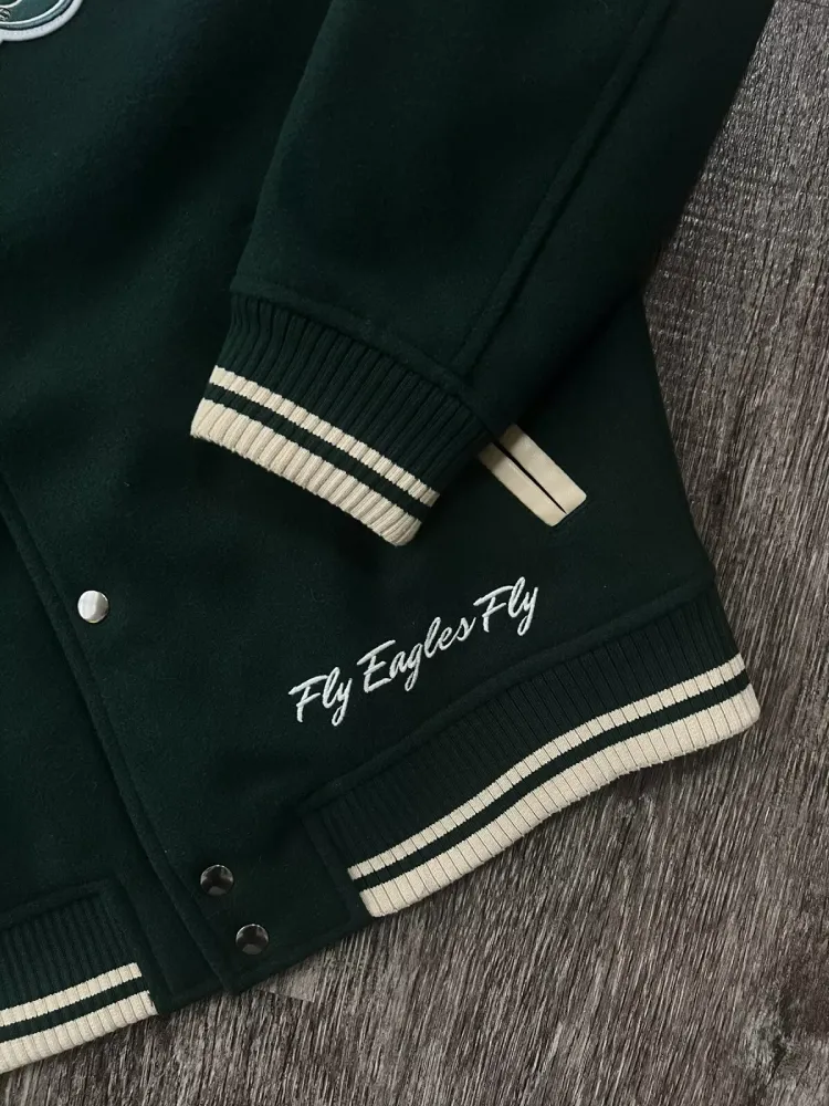 NFL Philadelphia Eagles Vintage Green Fly Varsity Jacket - Image 5