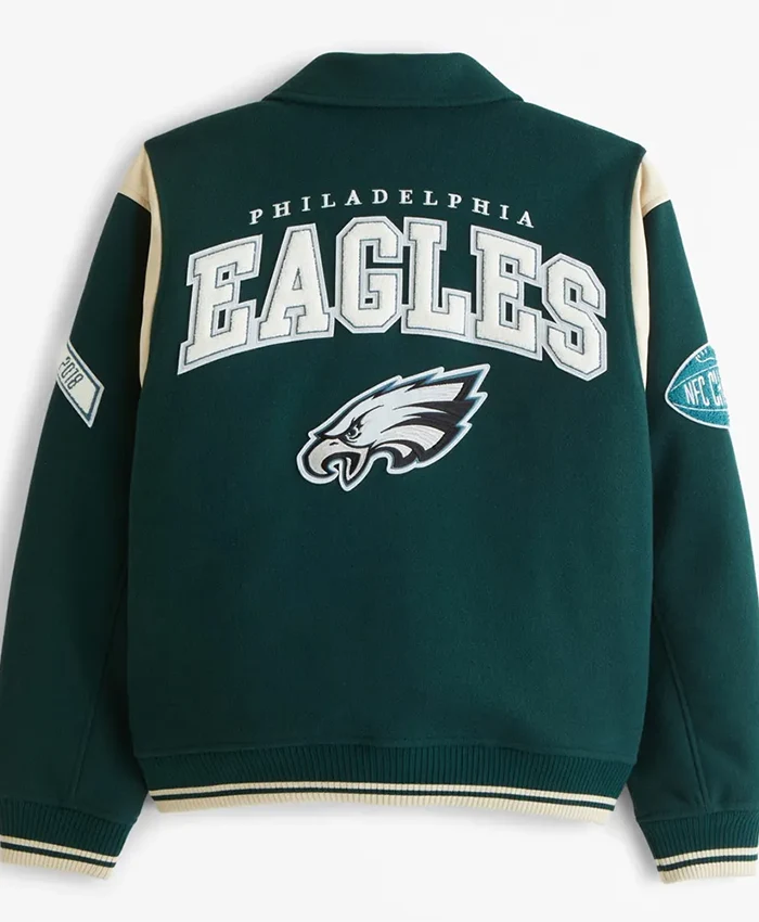 NFL Philadelphia Eagles Vintage Green Fly Varsity Jacket - Image 2