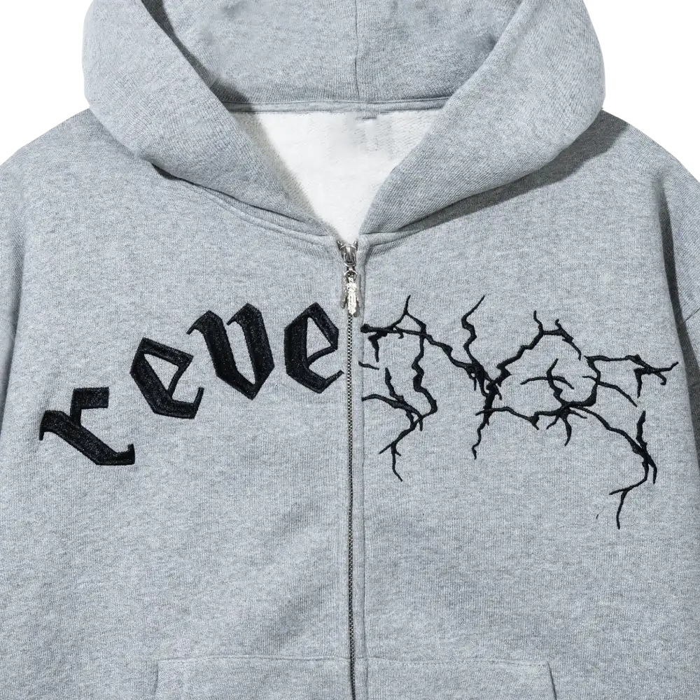 Revenge Duality Zip Heather Grey Hoodie - Image 3