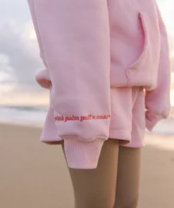 Pink-Palm-Puff-Chasing-Sunsets-Oversized-Pink-Cotton-Hoodie