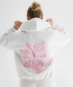 Pink-Palm-Puff-Hawaii-Hibiscus-Heather-Cloud-Women-Hoodie