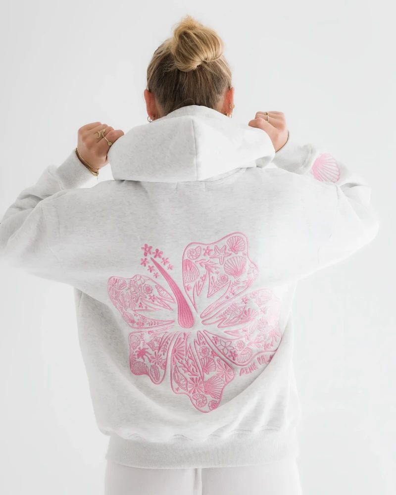 Pink-Palm-Puff-Hawaii-Hibiscus-Heather-Cloud-Women-Hoodie