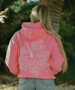 Pink-Palm-Puff-Hawaii-Hibiscus-Sonic-Pink-Hoodie