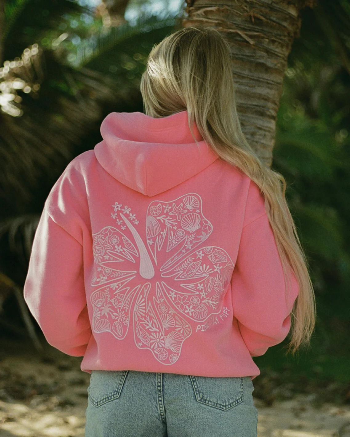 Pink-Palm-Puff-Hawaii-Hibiscus-Sonic-Pink-Hoodie